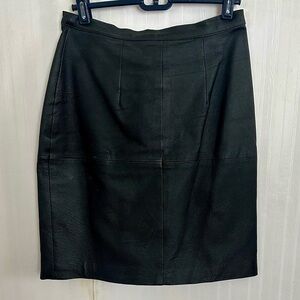 Styleworks Black Leather Vented Back Skirt